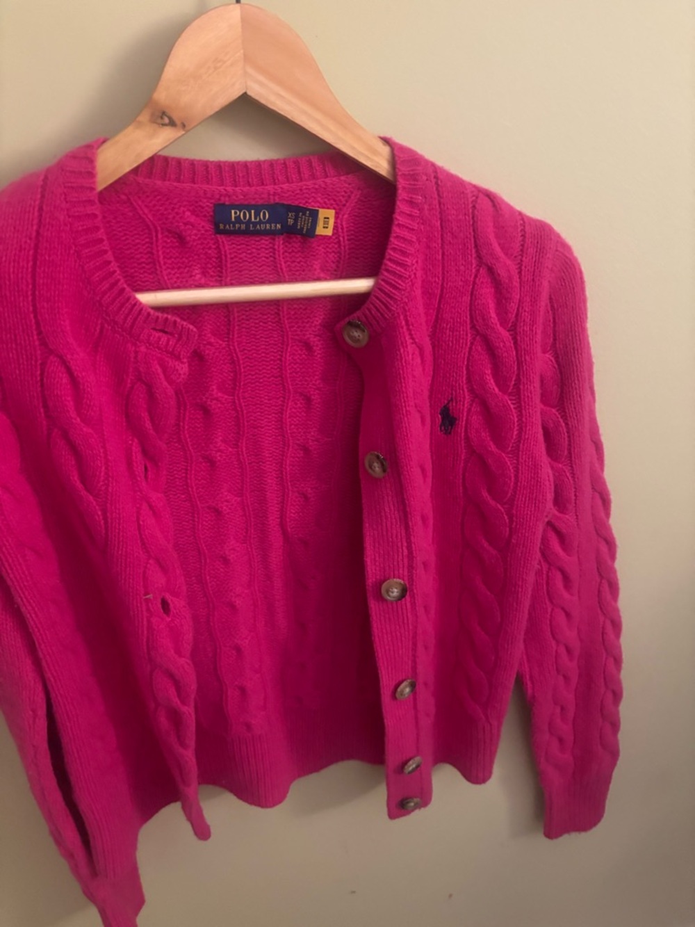 Polo Ralph Lauren Cashmere Women's Pink Cable-Knit Button Cardigan